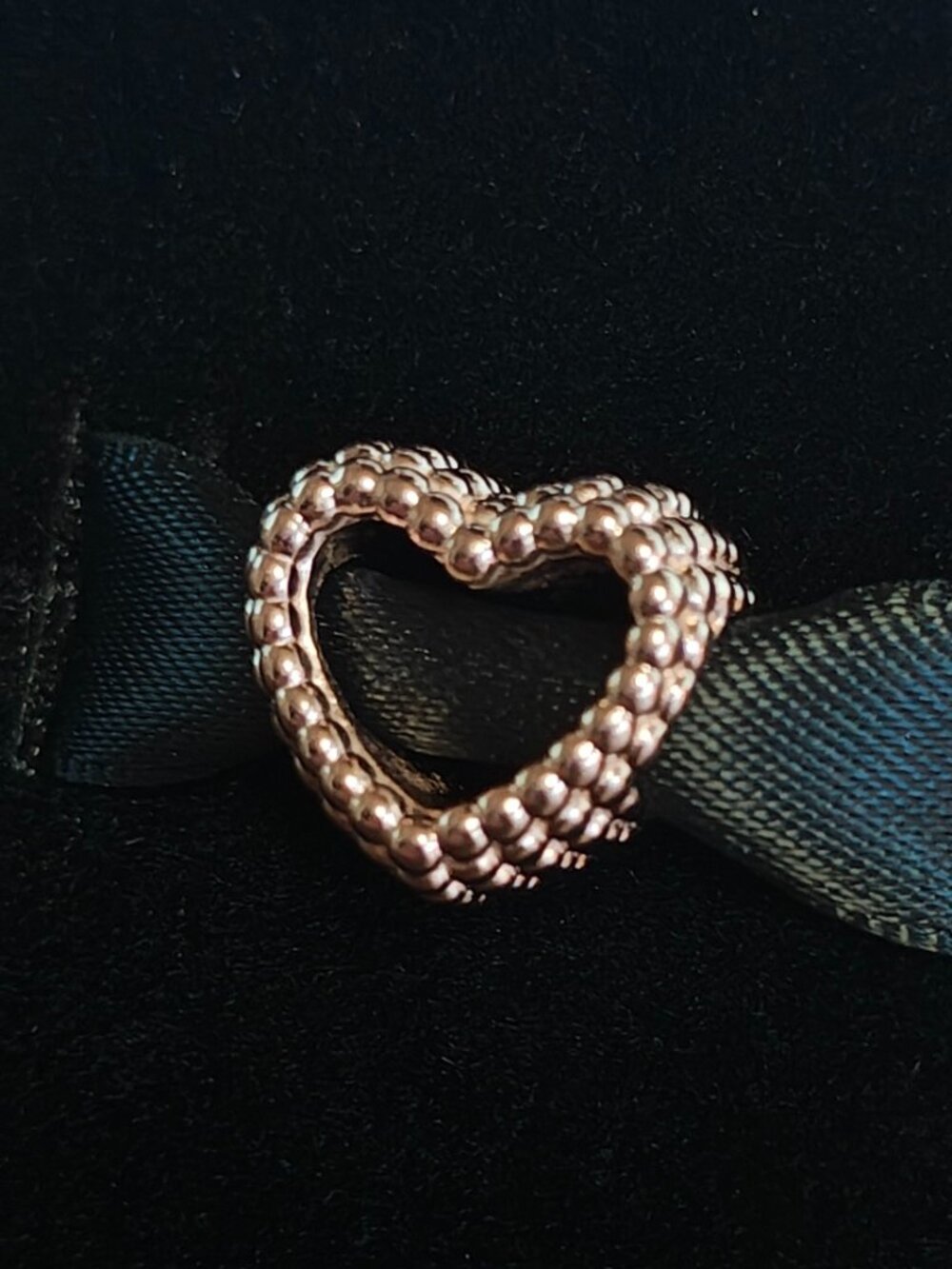 Authentic Pandora Rose Beaded Heart Charm 787516 New With Tags 14K Rose Gold - Picture 3 of 12